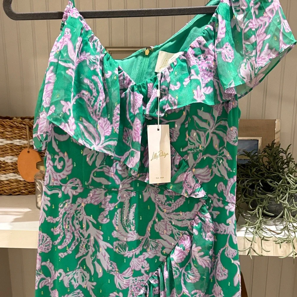 Lilly Pulitzer Green and Purple Ruffle Maxi Dress - Picture 3 of 4